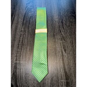 Michael Kors Mens Green Blue Geometric Silk Tie